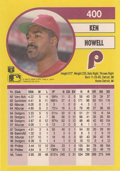1991 Fleer #400 Ken Howell Back
