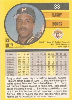 1991 Fleer #33 Barry Bonds Back