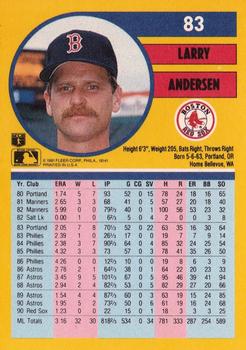 1991 Fleer #83 Larry Andersen Back