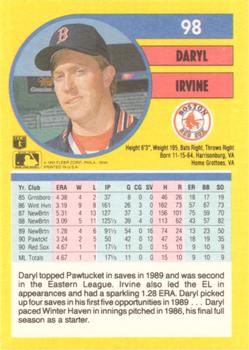 1991 Fleer #98 Daryl Irvine Back
