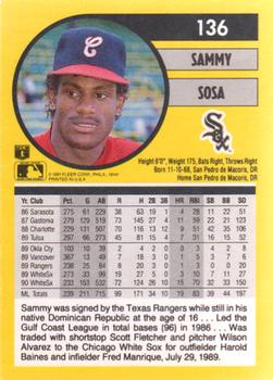 1991 Fleer #136 Sammy Sosa Back