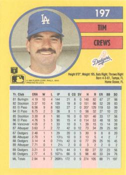 1991 Fleer #197 Tim Crews Back