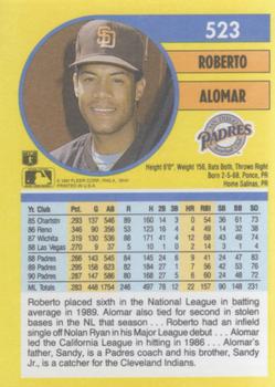 1991 Fleer #523 Roberto Alomar Back