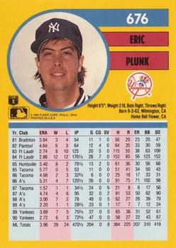 1991 Fleer #676 Eric Plunk Back