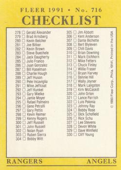 1991 Fleer #716 Checklist: Expos / Giants / Rangers / Angels Back