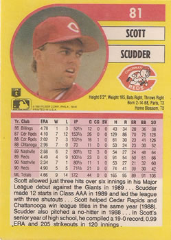 1991 Fleer #81 Scott Scudder Back