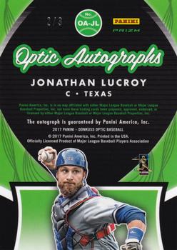 2017 Donruss Optic - Optic Autographs Green #OA-JL Jonathan Lucroy Back