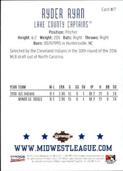 2017 Choice Midwest League All-Stars #17 Ryder Ryan Back