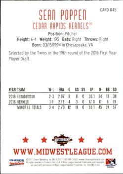 2017 Choice Midwest League All-Stars #45 Sean Poppen Back