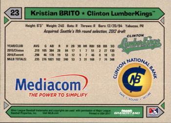 2017 Grandstand Clinton LumberKings #NNO Kristian Brito Back