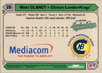 2017 Grandstand Clinton LumberKings #NNO Matt Clancy Back