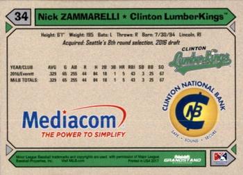 2017 Grandstand Clinton LumberKings #NNO Nick Zammarelli Back