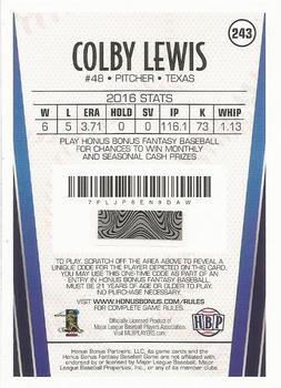2017 Honus Bonus Fantasy Baseball #243 Colby Lewis Back