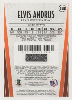 2017 Honus Bonus Fantasy Baseball #259 Elvis Andrus Back