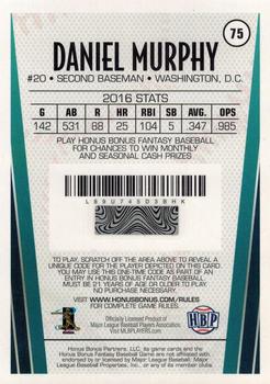 2017 Honus Bonus Fantasy Baseball - Silver Foil #75 Daniel Murphy Back