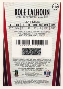 2017 Honus Bonus Fantasy Baseball - Silver Foil #102 Kole Calhoun Back