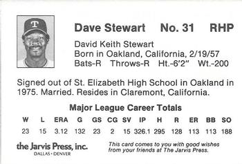 1984 Jarvis Press Texas Rangers #NNO Dave Stewart Back