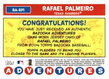 2004 Bazooka - Adventures Relics #BA-RP1 Rafael Palmeiro Back