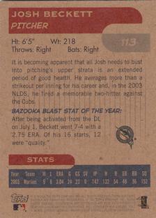 2004 Bazooka - Minis #113 Josh Beckett Back