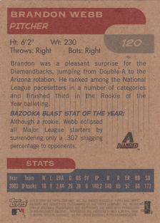 2004 Bazooka - Minis #120 Brandon Webb Back