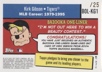 2004 Bazooka - Bazooka One-Liners Relics Parallel 25 #BOL-KG1 Kirk Gibson Back