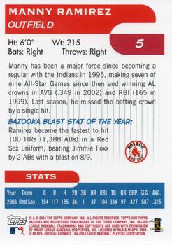 2004 Bazooka - Red Chunks #5 Manny Ramirez Back