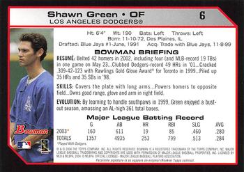 2004 Bowman - 1st Edition #6 Shawn Green Back