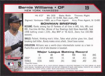 2004 Bowman - 1st Edition #19 Bernie Williams Back