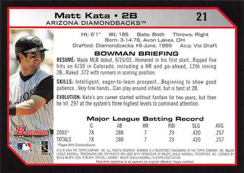 2004 Bowman - 1st Edition #21 Matt Kata Back
