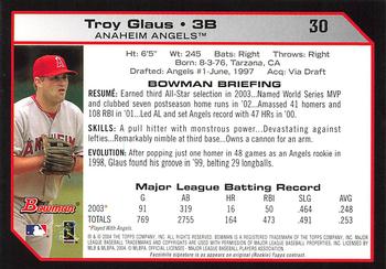 2004 Bowman - 1st Edition #30 Troy Glaus Back