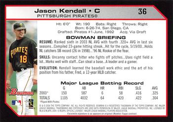 2004 Bowman - 1st Edition #36 Jason Kendall Back