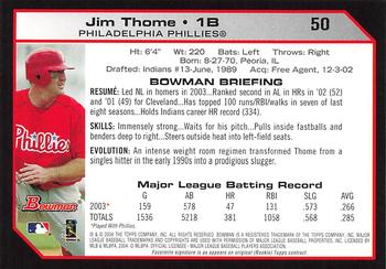 2004 Bowman - 1st Edition #50 Jim Thome Back