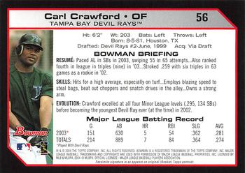 2004 Bowman - 1st Edition #56 Carl Crawford Back