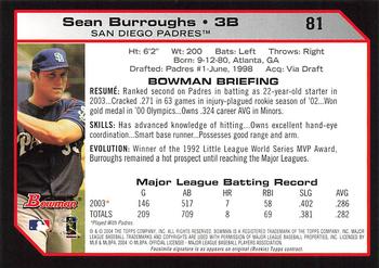 2004 Bowman - 1st Edition #81 Sean Burroughs Back