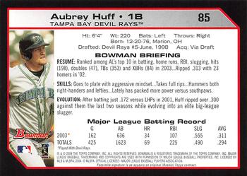 2004 Bowman - 1st Edition #85 Aubrey Huff Back