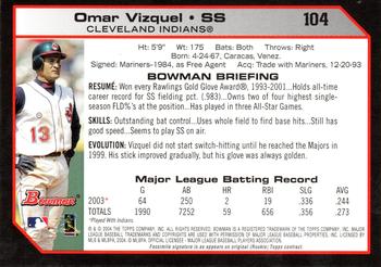 2004 Bowman - 1st Edition #104 Omar Vizquel Back