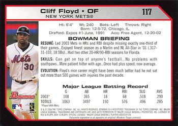 2004 Bowman - 1st Edition #117 Cliff Floyd Back