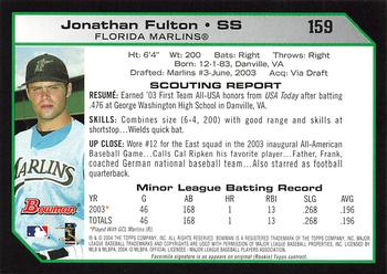 2004 Bowman - 1st Edition #159 Jonathan Fulton Back
