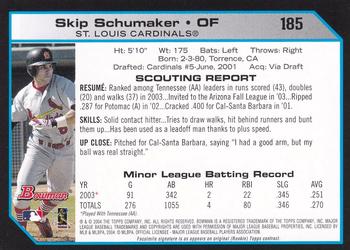 2004 Bowman - 1st Edition #185 Skip Schumaker Back