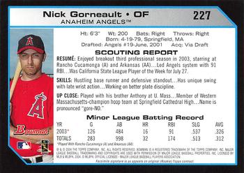 2004 Bowman - 1st Edition #227 Nick Gorneault Back