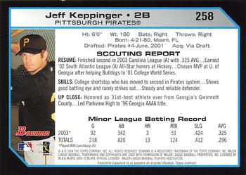 2004 Bowman - 1st Edition #258 Jeff Keppinger Back
