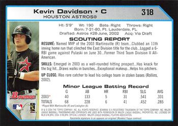 2004 Bowman - 1st Edition #318 Kevin Davidson Back
