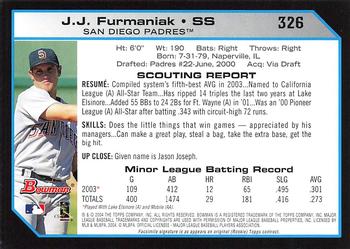2004 Bowman - 1st Edition #326 J.J. Furmaniak Back