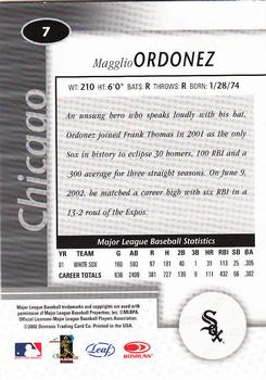 2002 Leaf Certified #7 Magglio Ordonez Back
