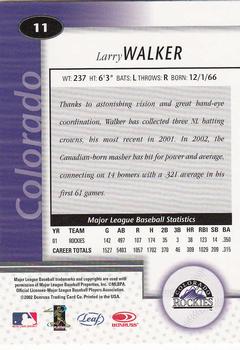 2002 Leaf Certified #11 Larry Walker Back