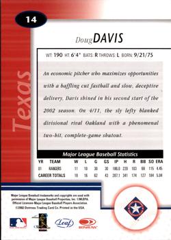2002 Leaf Certified #14 Doug Davis Back