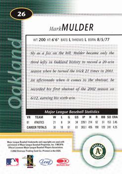 2002 Leaf Certified #26 Mark Mulder Back