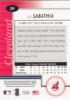 2002 Leaf Certified #29 CC Sabathia Back