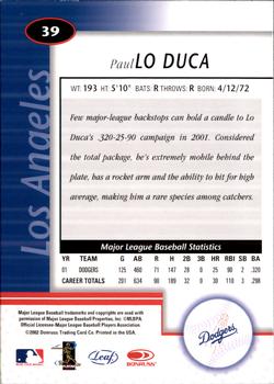 2002 Leaf Certified #39 Paul Lo Duca Back