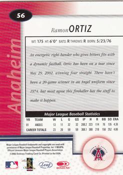 2002 Leaf Certified #56 Ramon Ortiz Back